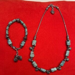Brighton Turquoise and Silver Necklace Set